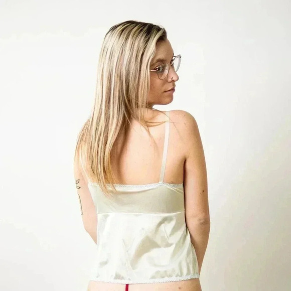 Vintage 90s Mint Green Lace Sheer Cami - Picture 4 of 6